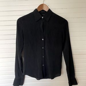 Theory black silk button up